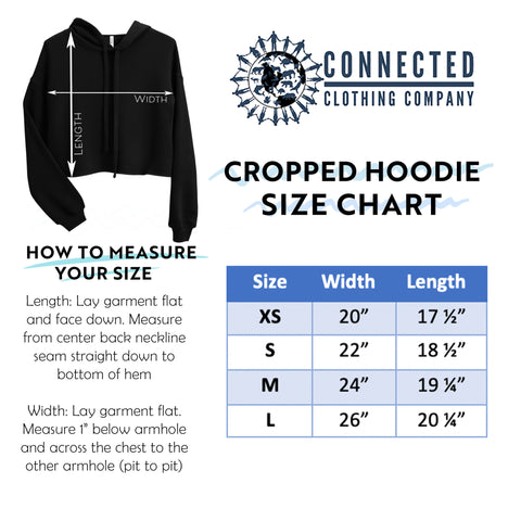 Cropped Hoodie Sweatshirt Size Chart - marktwainstoryteller - Ethically and Sustainably Made - 10% donated to the Environmental Defense Fund
